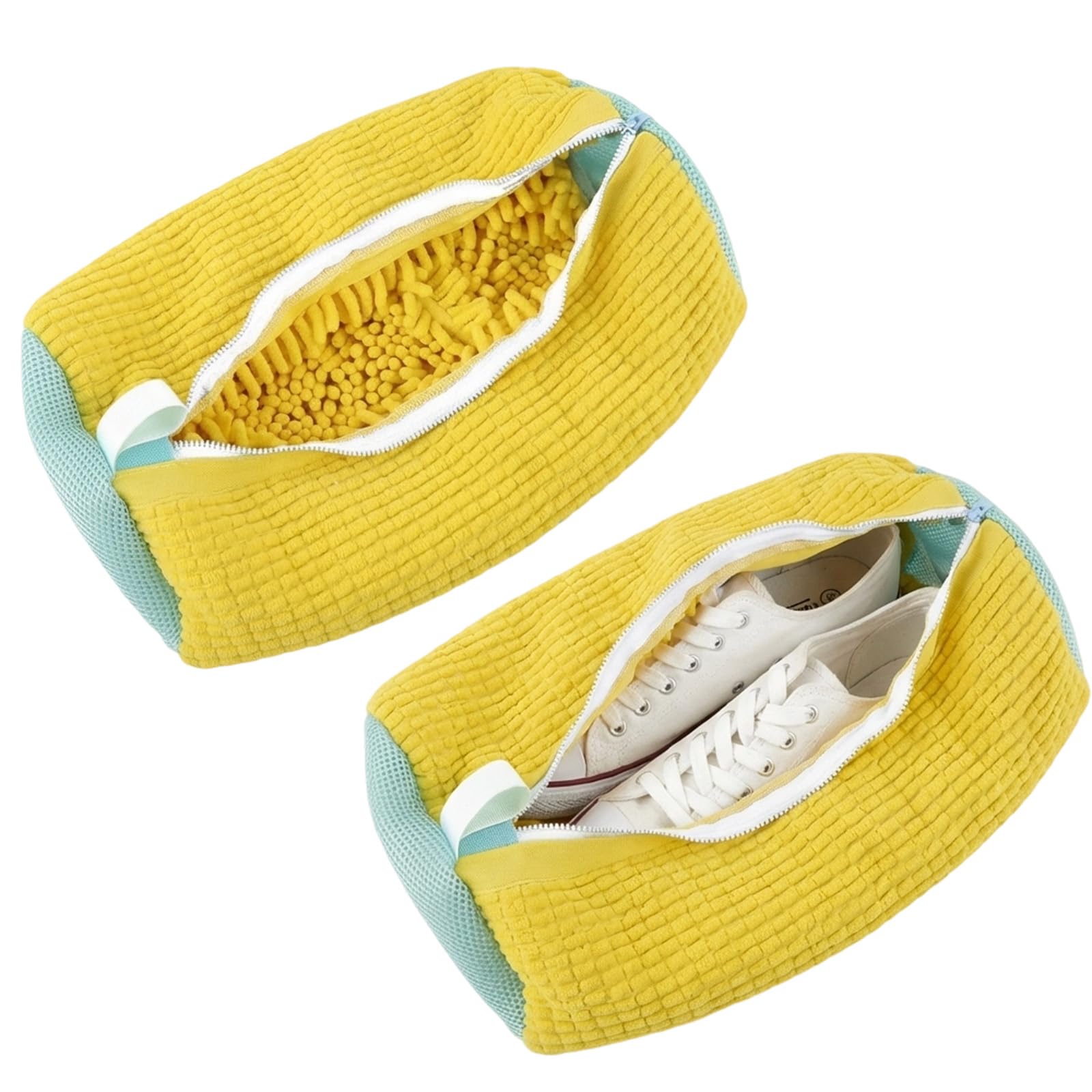 Trainer Washing Machine Bag, Two Pack in Yellow,Reusable Shoe Wash Bag for Machine Cleaning, Durable Zippered Laundry Bag for Sneakers, Dimensions 30 by 20 cm