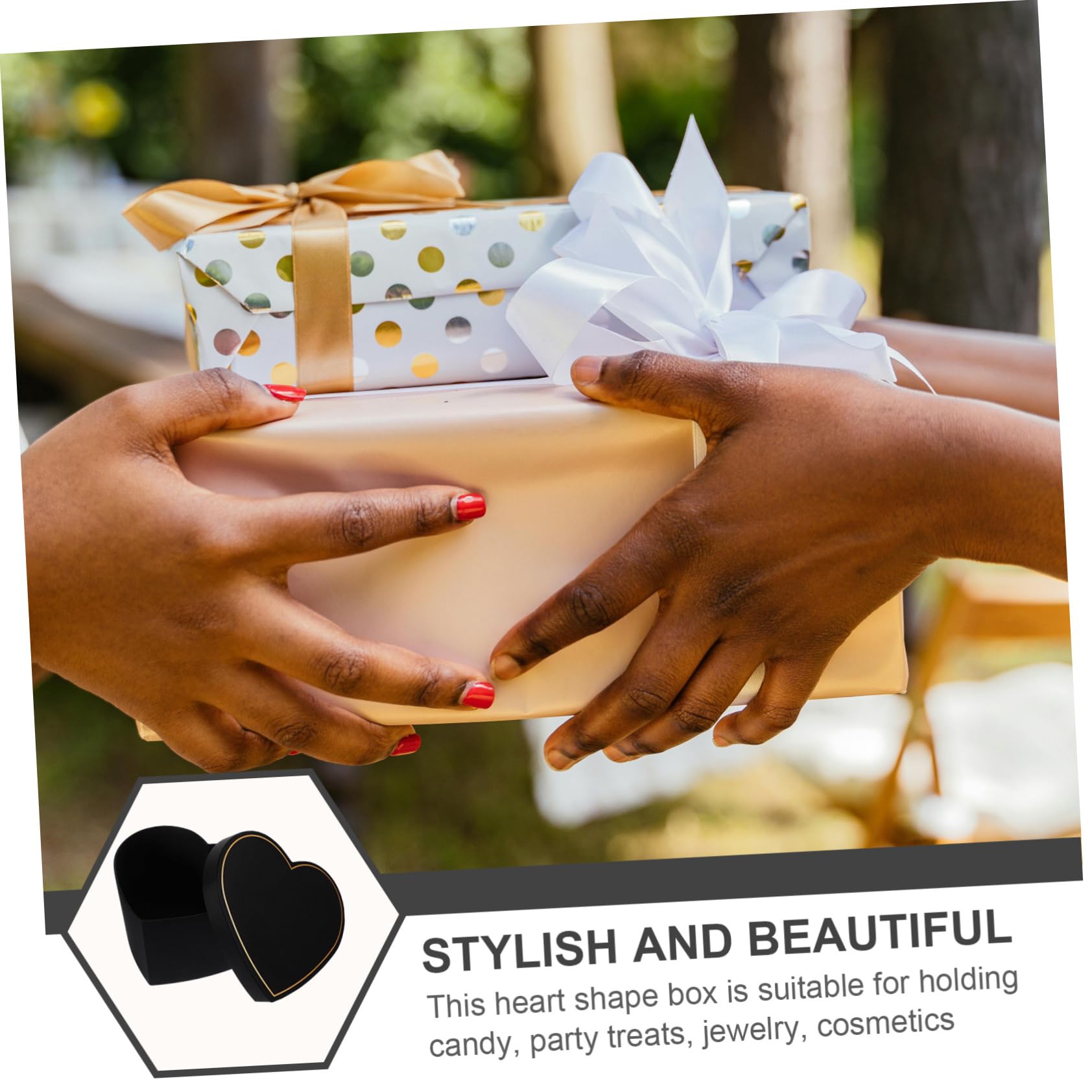 DEARMAMY Herzförmige Geschenkbox Schwarz aus Stoff für Geschenkverpackungen und Geschenkkartons bei Abschlussfest und Party als Elegante Schachtel Geschenkbox
