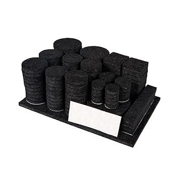 Rokii Furniture Mat for Furniture/Desk/Chairs, 300 Pcs, Various Sizes Self Adhesive, Cuttable Felt Chair Pads, Protector for Your Furniture&Wooden Flooring?Black