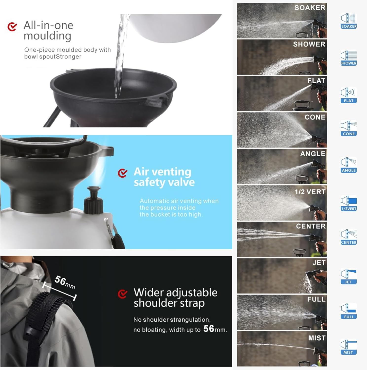 Portable Camping Shower Portable Shower Camping 8L with 10 Modes Sprayer Head and 9.84ft Hose for Garden Picnic Hiking Beach Car Cleaning..