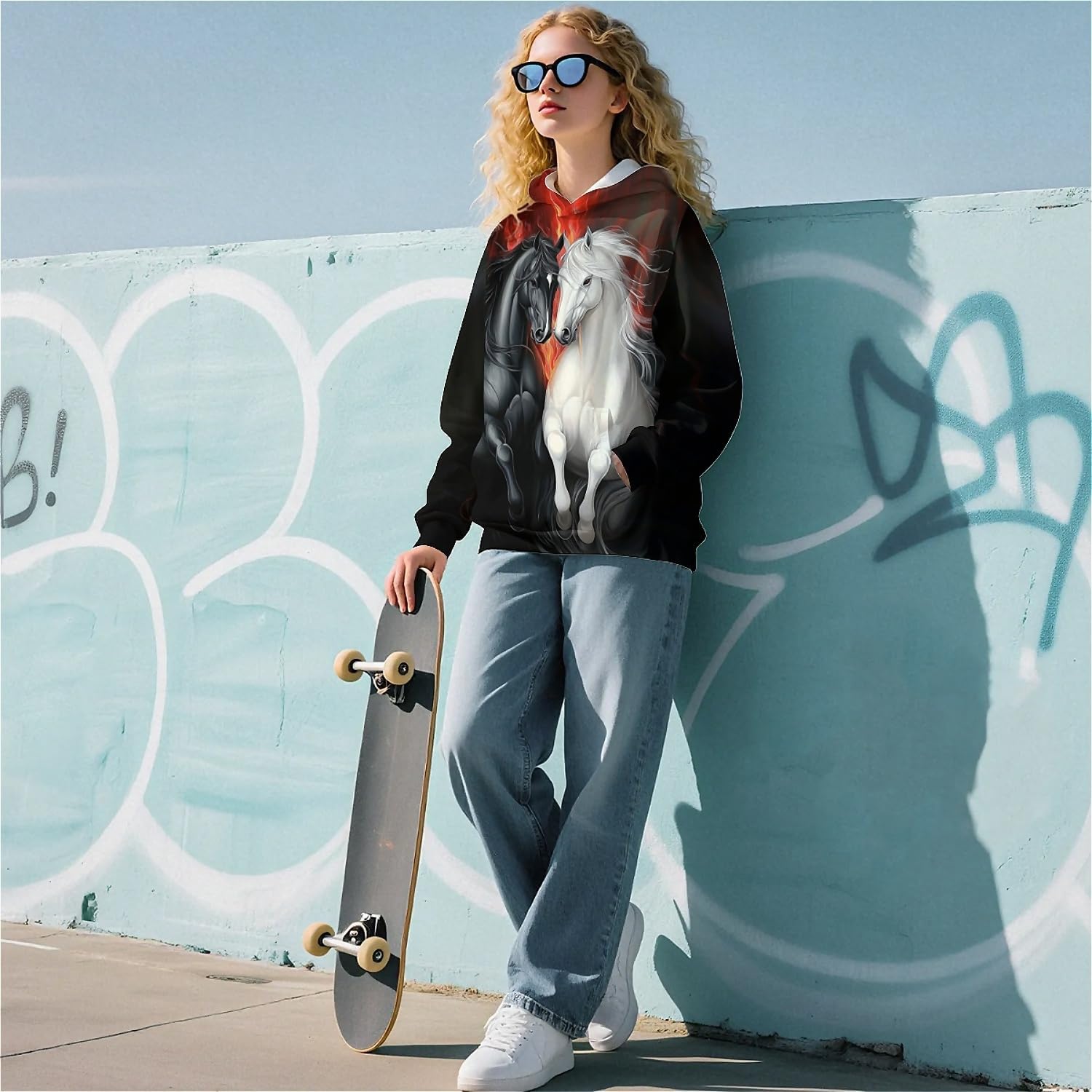 Wolf Hoodies for Boys Girls 3D Printed Hooded Sweatshirts Long Sleeve Pullover Hoodie with Pocket 6-16 Years - Image 2