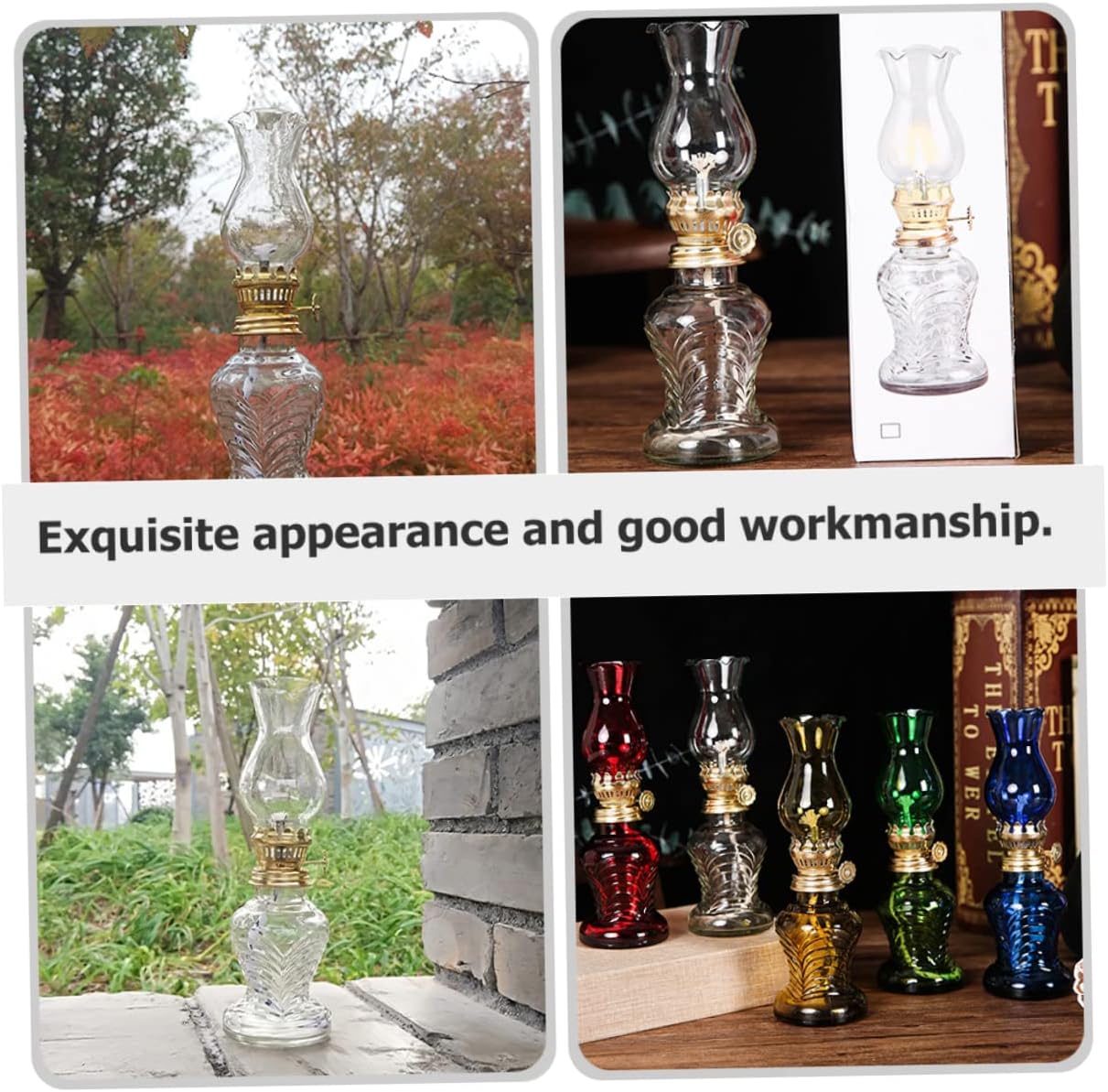 Vintage Glass Kerosene Lamp Oil Chamber Retro Design for Indoor and Outdoor Use for Emergency Lighting and Home Decor