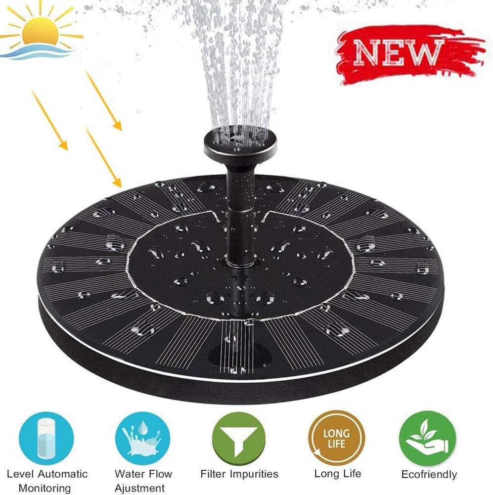Solar Fountain Pump Solar Powered Bird Bath Floating Fountain Kit with 4 Different Spray Pattern Heads Solar Panel Kit for Water Pump, Pond, Garden, Fish Tank