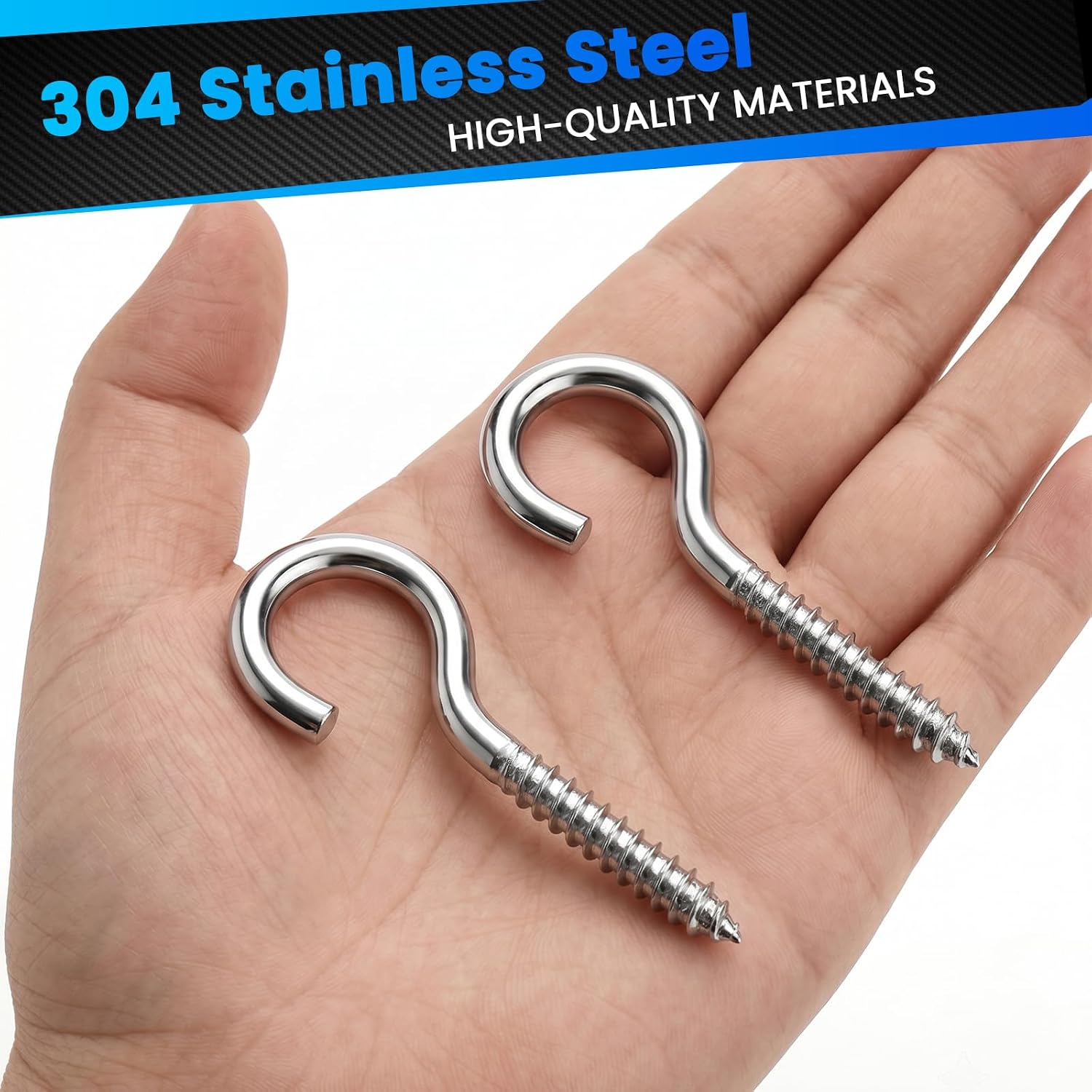 25 Pack 2-3/4 Inch Eye Bolts M4 Screw in Hooks,304 Stainless Steel Screw-in Hooks，Metal Ceiling Hooks，for Hanging Plants, Yoga, Lighting fixtures, Indoor and Outdoor use (25, M4-2-3/4inch)