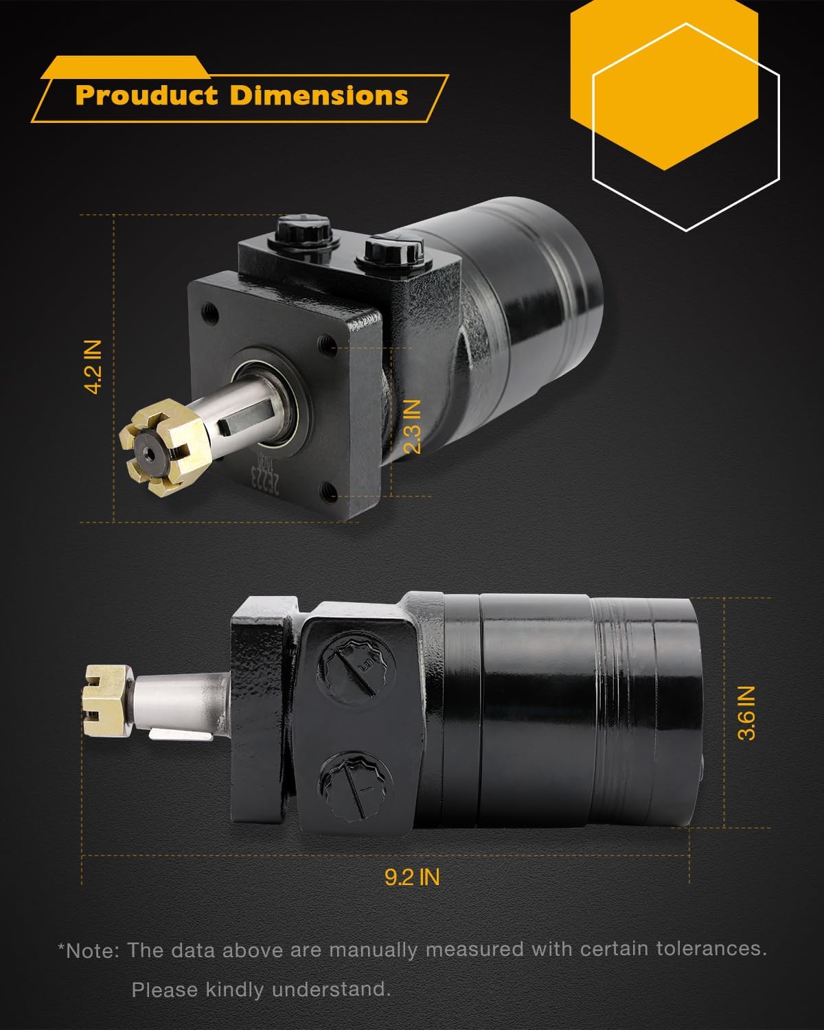 Gledewen 1-603718 Hydraulic Wheel Motor, Compatible with Exmark Turf Tracer Viking Hydro, Replace# 1603718, 025-515, 025515, TE0230FS250AAFA, Lawn Mower Drive Motor, Lawnmower Hydraulic Motor