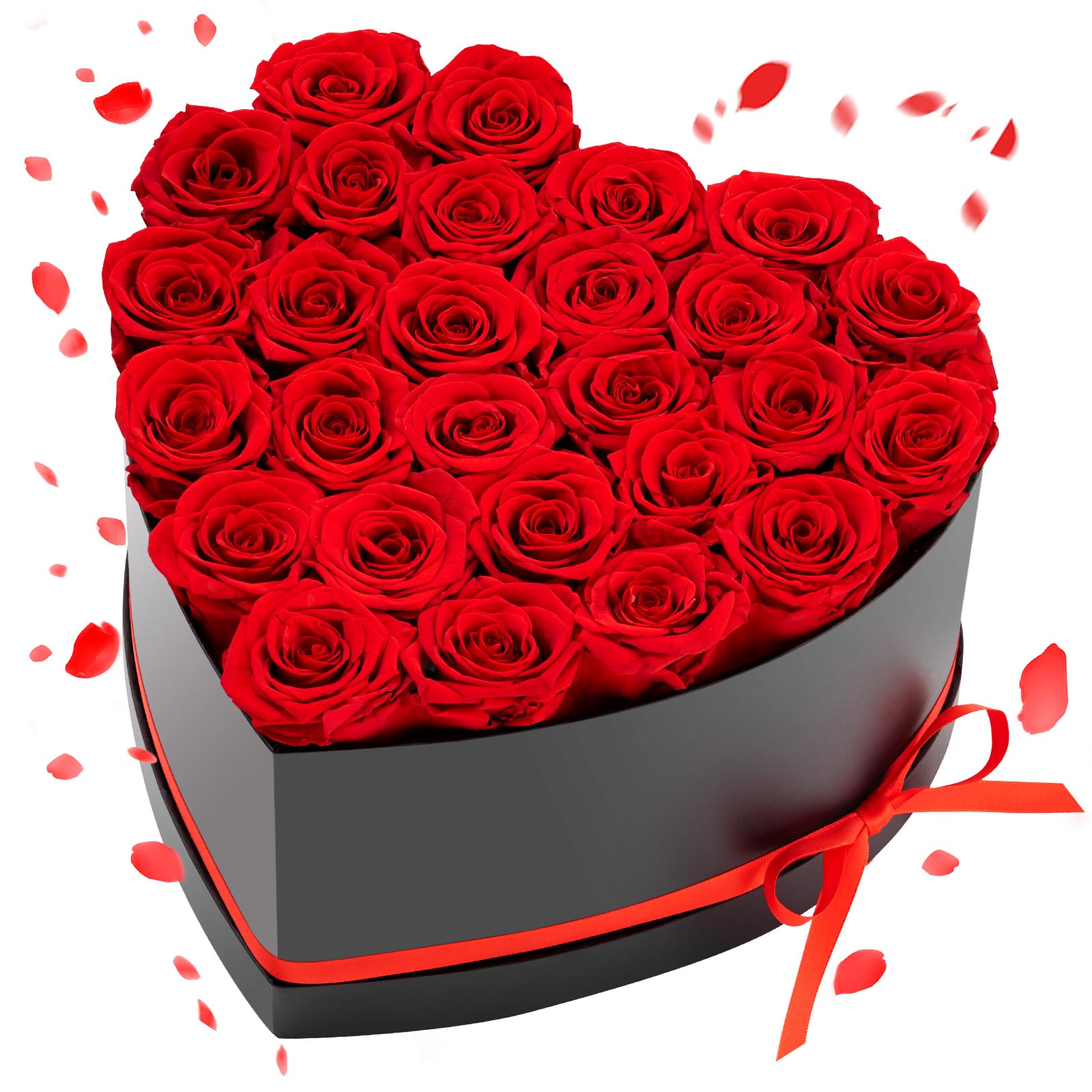 VEVOR 27 Rosas Eternas en Caja con Forma de Corazón, Ramo de Flores Preservadas, Caja de Regalo de Flores para tu Esposa, Madre, Pareja, para Boda, Día de la Madre, San Valentín, Navidad, Rojo