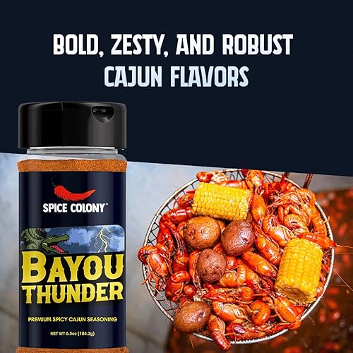 Miniatura 5 de Spice Colony Bayou Thunder - Condimento cajún picante  Auténtica mezcla de especias cajún picantes, sin MSG, Kosher  6.5 onzas