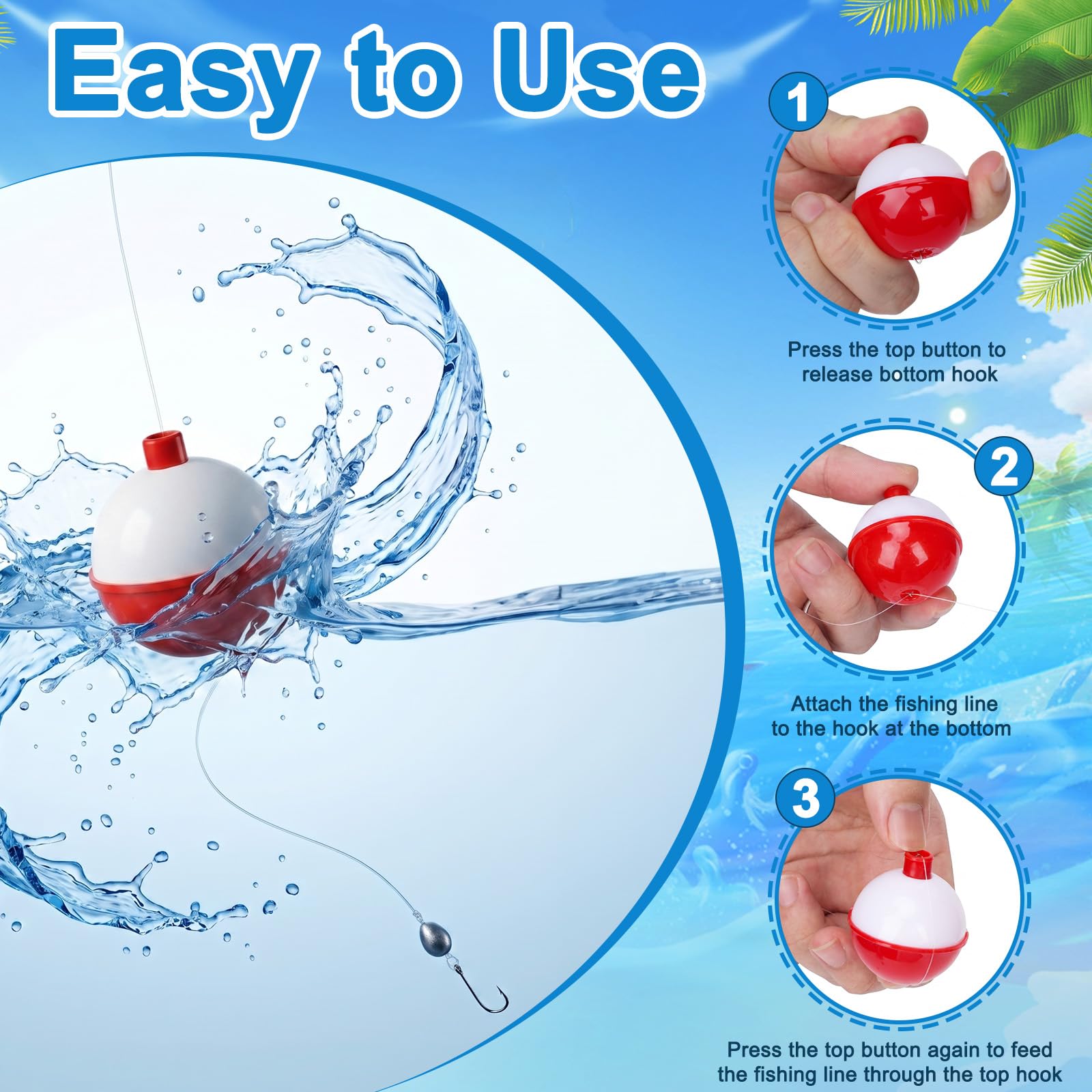 Fishing Bobbers - 30/50 Pack Snap-On Floats -4