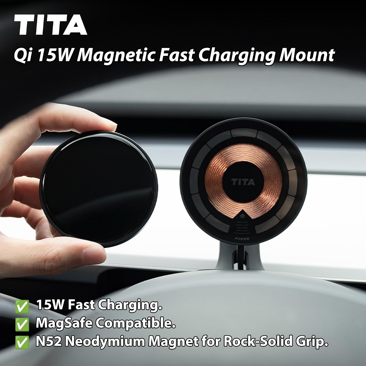 TITA HUD Pro Head Up Display for Tesla Model 3/Y 2022-2026 (Highland/Juniper), Real-Time Speed & Driving Data, 1.8" LCD Screen, Magnetic Charging Mount, Customizable UI, OTA Updates