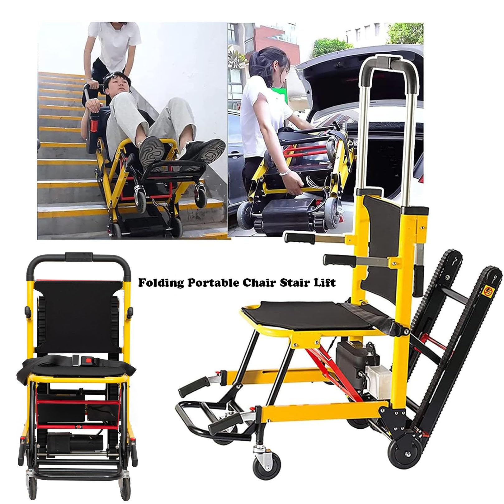 Montascale portatile senza installazione per disabili,Montascale Elettrico a Cingoli Pieghevole,Progettato per i vecchi corridoi Può essere utilizzato il 99% di tutti i corridoi,Carico 175Kg