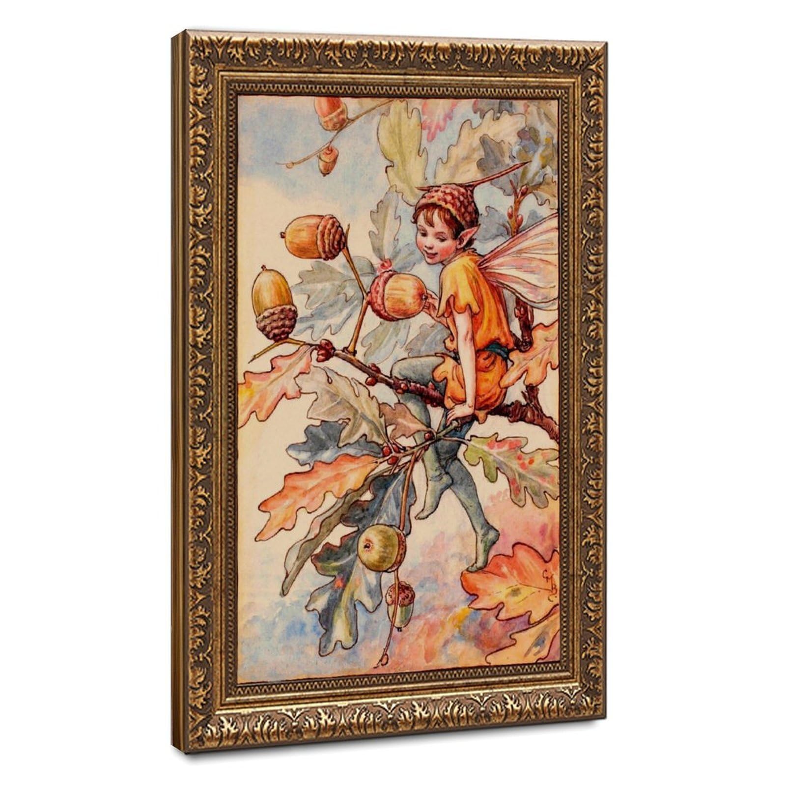 WCYB Acorn Fairy by Cicely Mary Barker Posters Prints Canvas Deco Paintings Wall Art Hangable Frame 20" L X 30" W