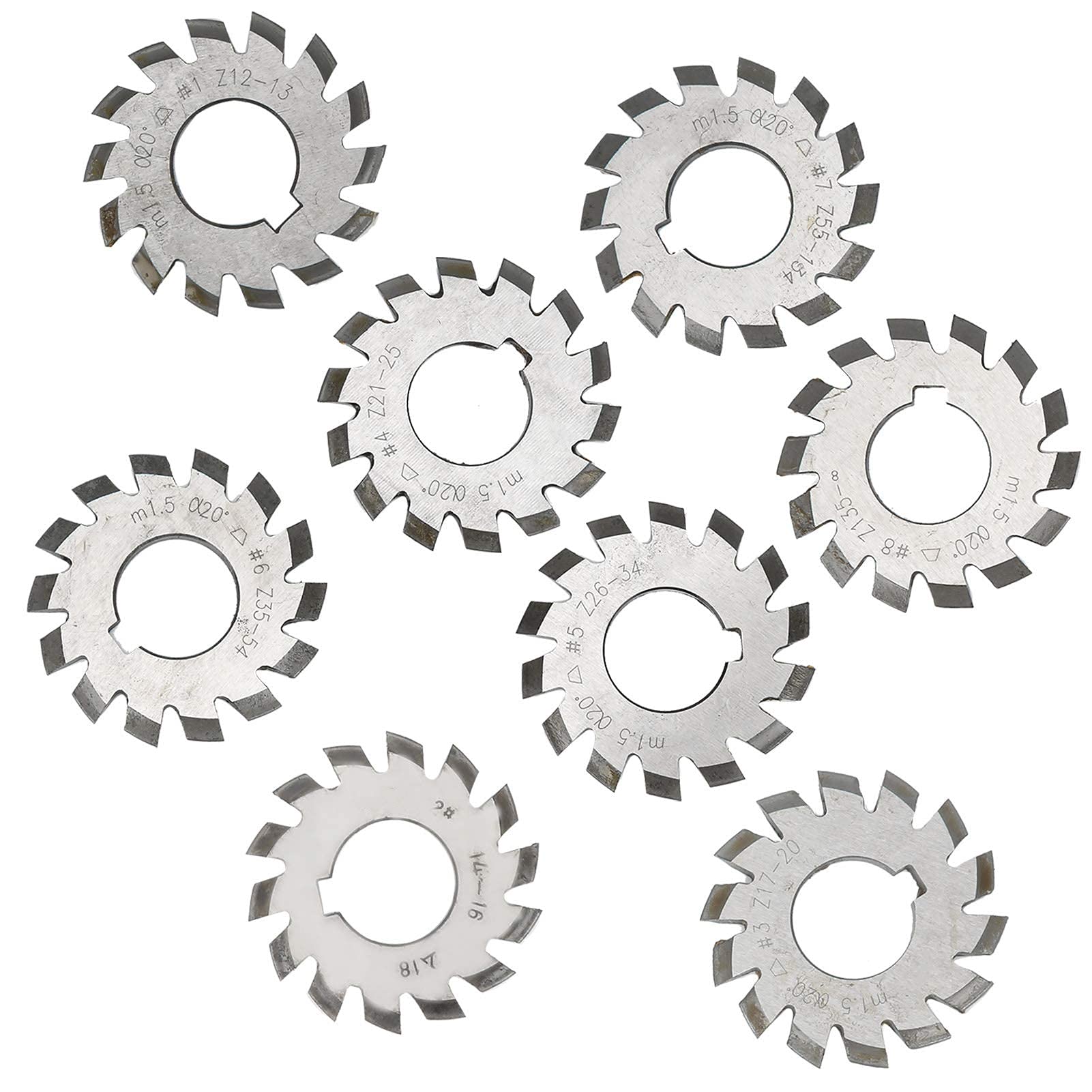 8 Pièces Coupeur D'engrenages, Coupe D'engrenages en Acier à Grande Vitesse M1.5 20 ° 5mm 6mm Industrielles Coupe-engrenage