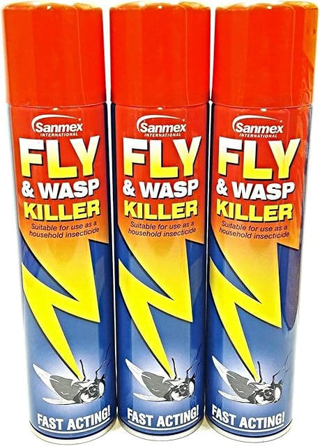 Sanmex 3 PCS FLY & WASP KILLER INSECTICIDE FAST ACTING PEST AEROSOL SPRAY 300ML