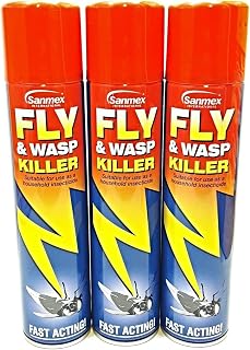 Sanmex 3 PCS FLY & WASP KILLER INSECTICIDE FAST ACTING PEST AEROSOL SPRAY 300ML