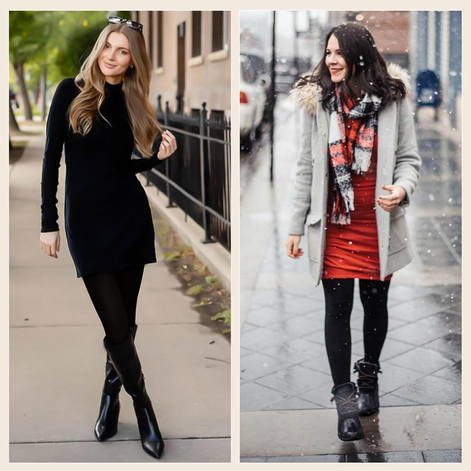 MANZI 2 Pairs 400D Women's Black Thermal Warm Winter Fleece Tights - Image 5