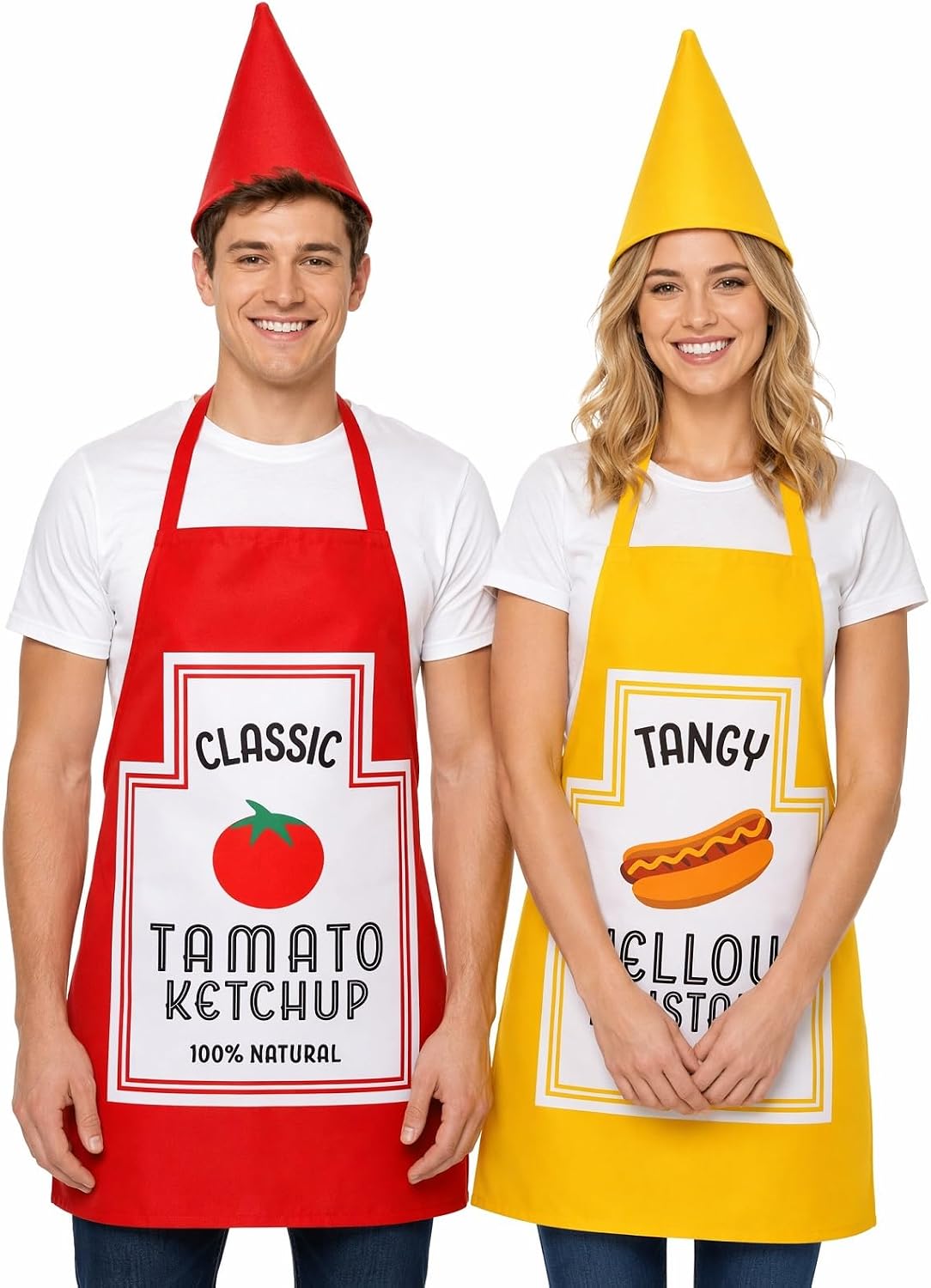 Ketchup and Mustard Group Costume Sets with Hats for Halloween