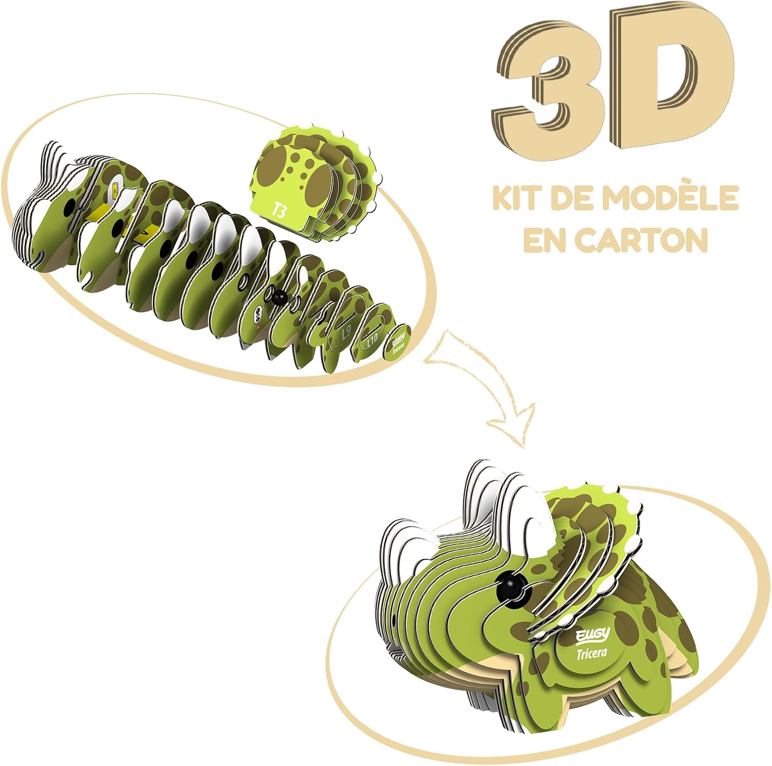 EUGY 006 Tricera Eco-Friendly 3D Paper Puzzle [New Seal]