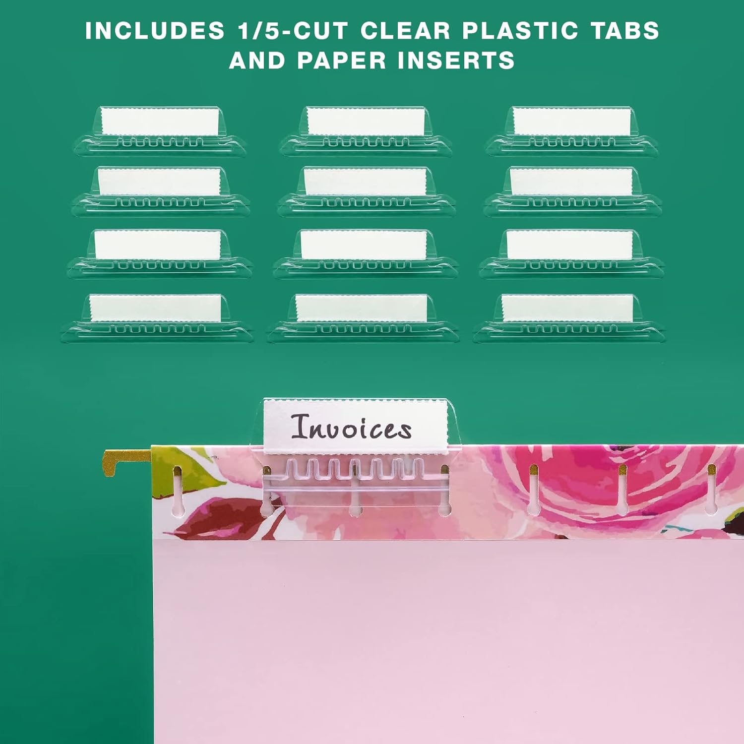 Global Printed Products Deluxe Designer Printed Hanging File Folders, 4 Patterns, Letter Size, 12/pk (Floral)