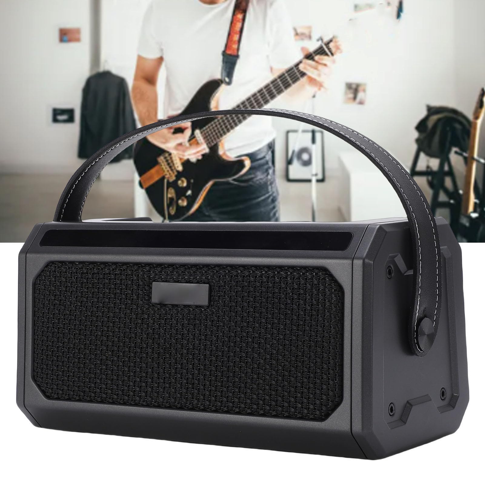 Fockety Amplificatore per Chitarra Elettrica da 10 W, Amplificatore Combinato per Basso Portatile con Altoparlante, Jack per Cuffie, Ingresso Aux, Volume, Controlli di Guadagno