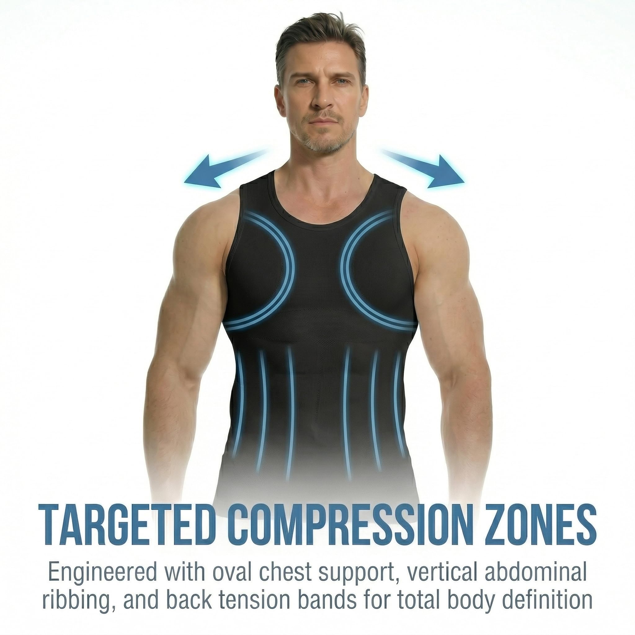 Herren Kompressionsshirt Schlankheits-Kompressions-Tanktop Gynäkomastie Herren Body Shaper Weste Bauchkontrolle Unterhemden