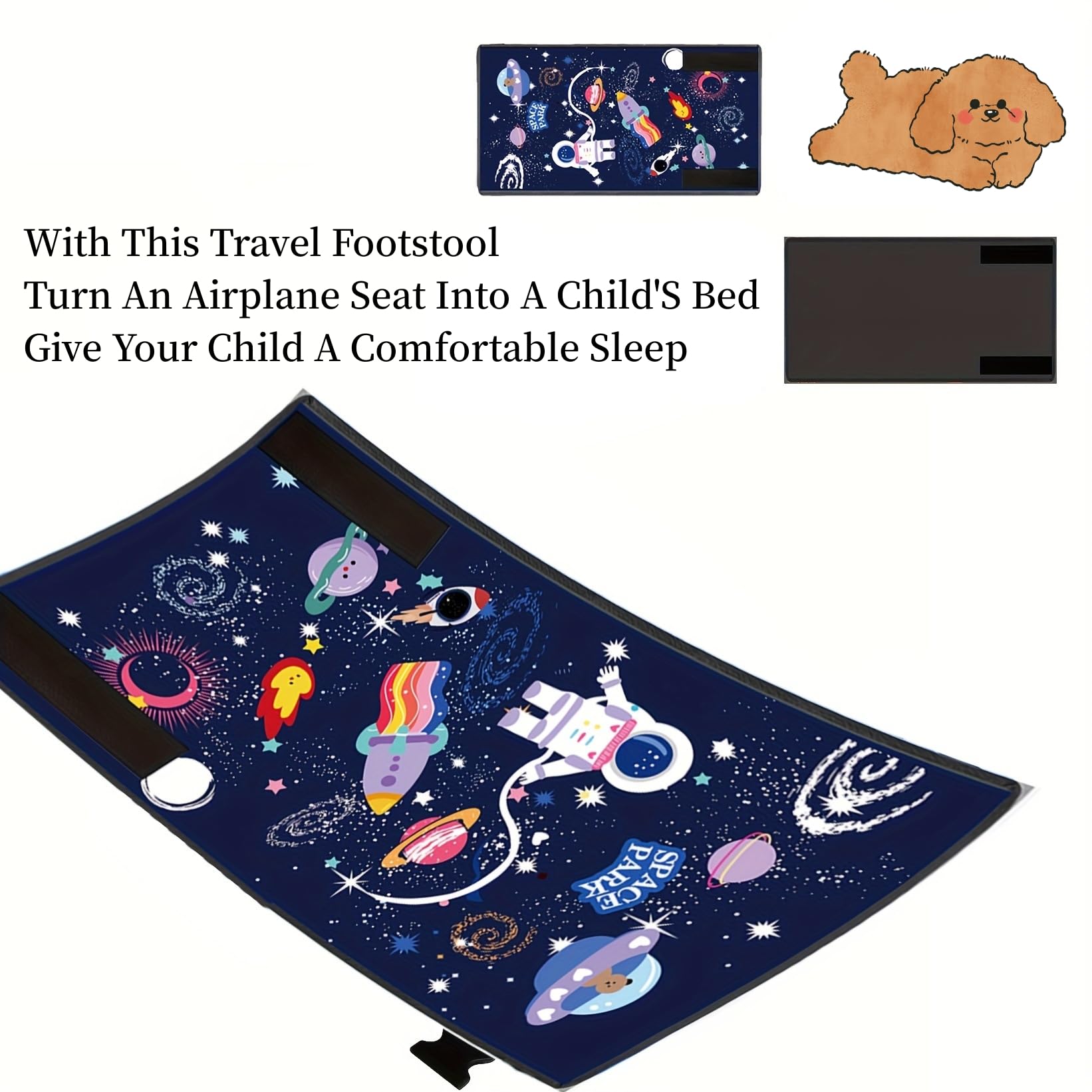 ReposapiéS de AvióN para AvióN NiñOs, Extensor de Asiento de AvióN para NiñOs, PortáTil ExtensióN de Asiento de AvióN, PortáTil Y Plegable, Apto para Viajes Cortos Y Largos, Azul 77 * 44cm
