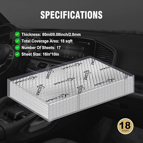 Miniatura 3 de Alfombrilla insonorizante para automóvil, 80 mil 18 pies cuadrados, material insonorizante  Insonorizante automotriz de butilo, aislamiento de ruido
