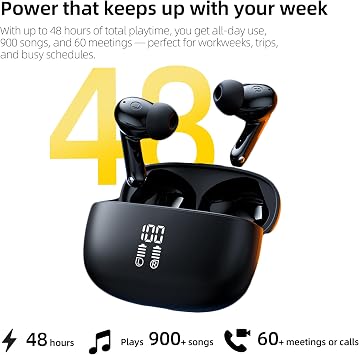 Cyberix Noise Cancelling Wireless Earbuds, 45dB ANC, 6-Mic ENC Calls | In Ear Headphones, Liquid Silicone Ear Tips, Comfortable Fit, Touch Controls,Bluetooth 5.4 Compatible with iPhone and Samsung