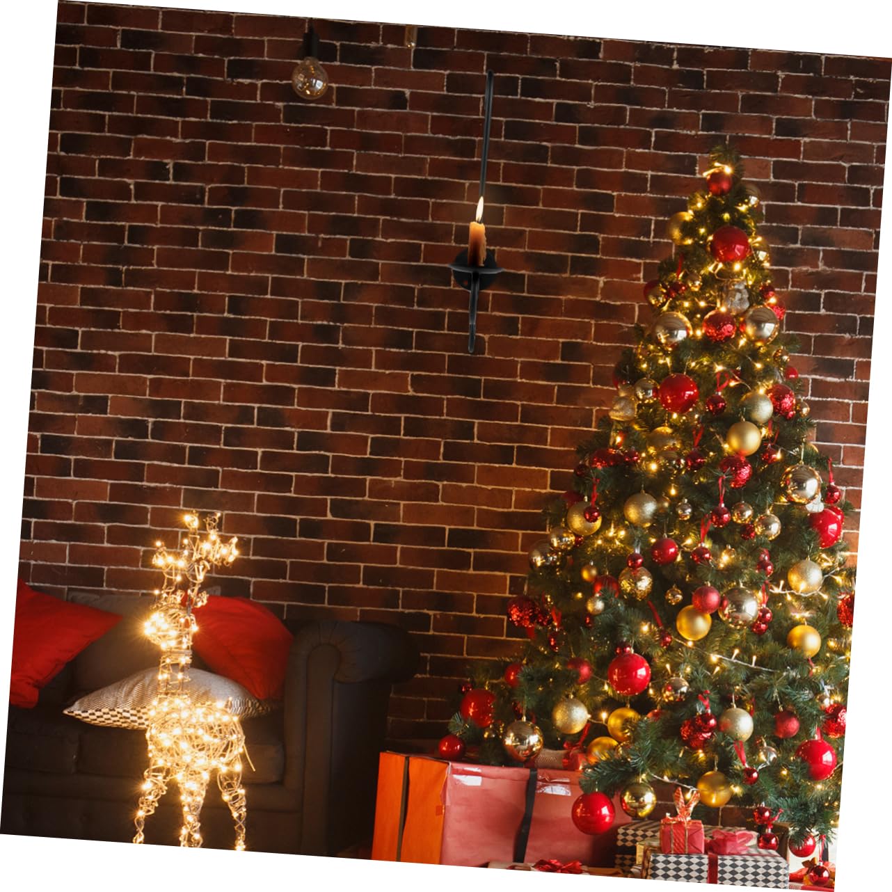 ULDIGI Charming Geometric Shape Iron Candlestick Holder Wall Hanging Candle Decor for Indoor Party