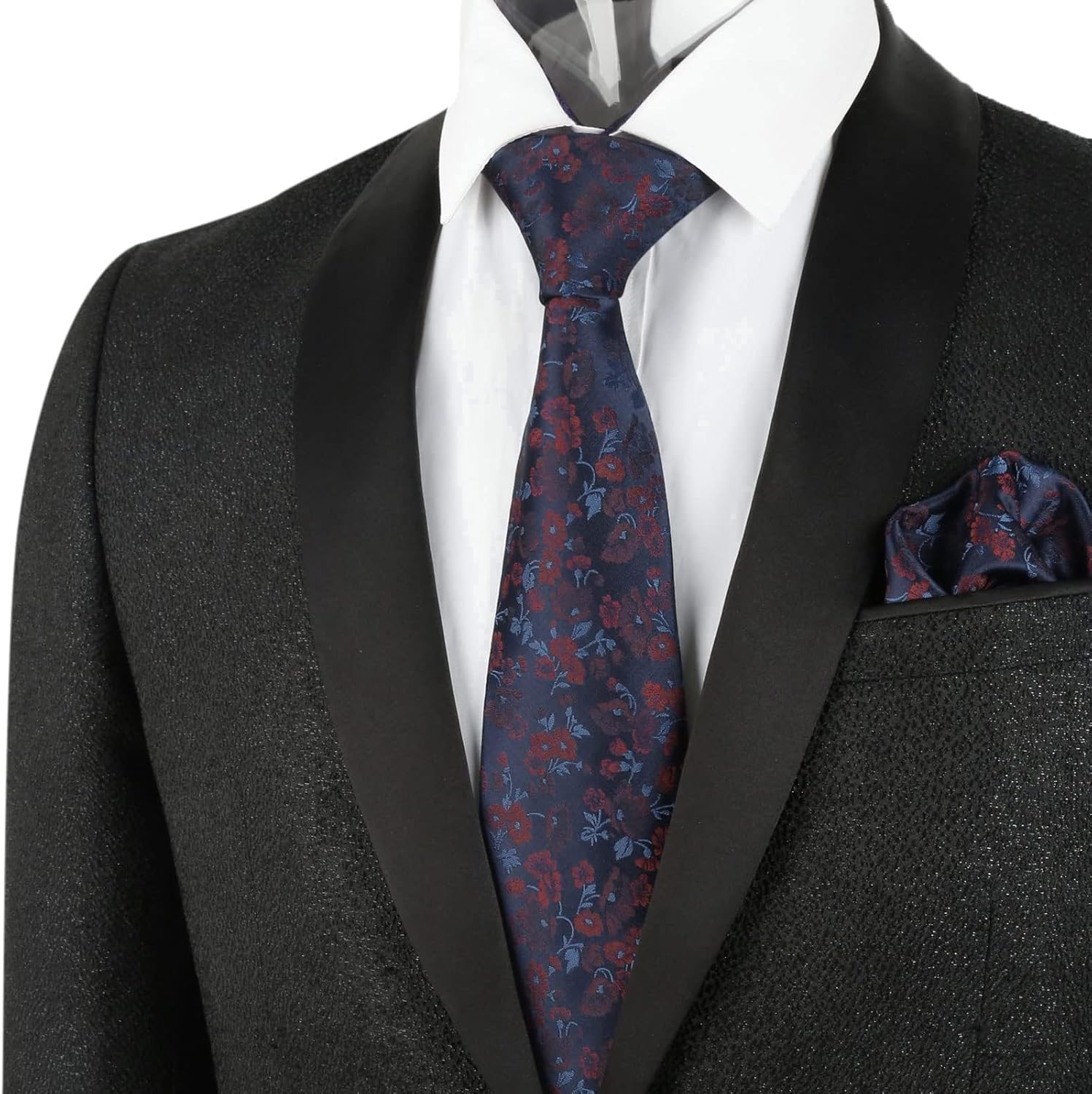 Alizeal Mens 3.15inches Flower Patterned Tie with Floral Printed Pocket Square - Image 5