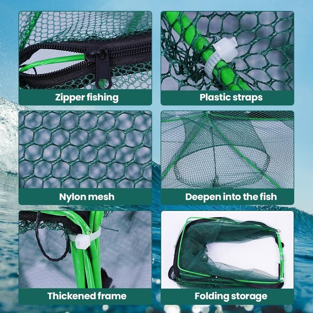 Magic Foldable Fishing Trap Kit - Auto-Foldable Strengthened Net, Portable Bait Trap for Crab, Crayfish, Minnow, Fish, Shrimp(20 Holes)