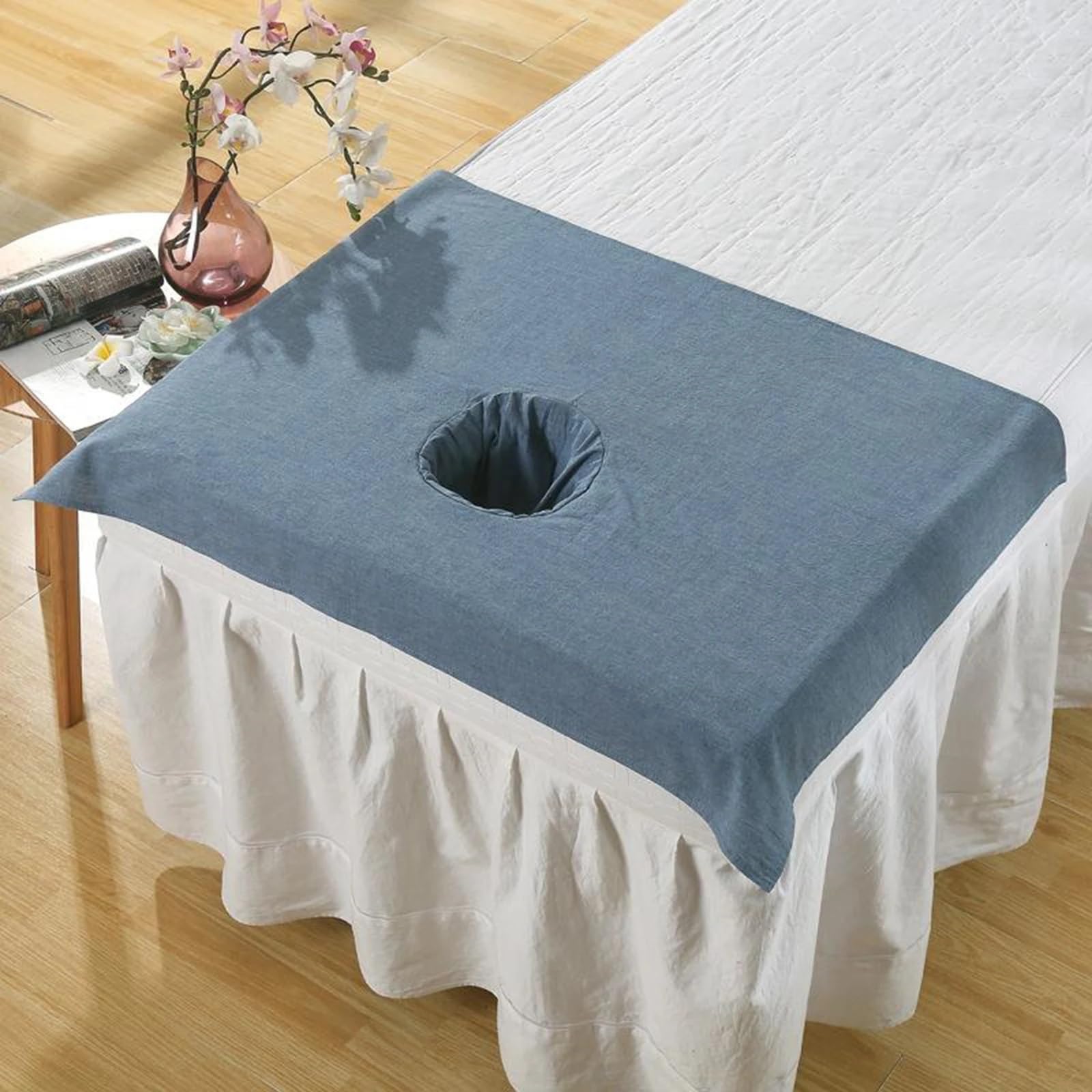 Sabanas Camilla Masaje Sábana de algodón puro for mesa masajes, toalla con orificio for la cara, 50 x 70 cm, funda almohada antiaceite for salón(Khaki)