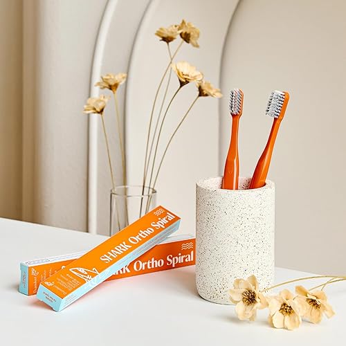 Miniatura 6 de Cepillo de dientes de ortodoncia para aparatos ortopédicos 4 paquetes fabricado en Corea corte en V, cerdas de EE. UU., cepillo de dientes para