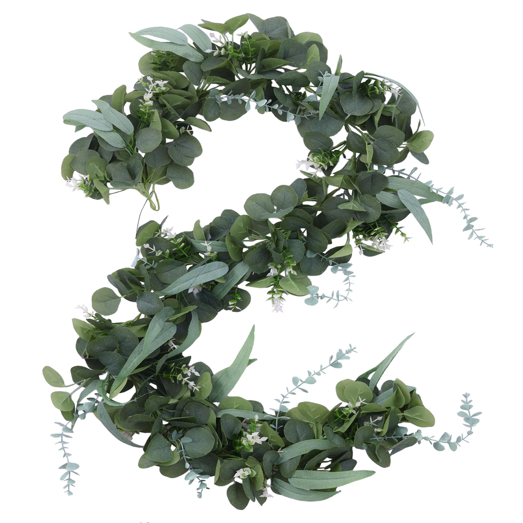 Anna's Whimsy 6.25ft Eucalyptus Garland Willow Garland, Artificial Vines Faux Eucalyptus Greenery Garland, Fake Hanging Plant for Wedding Party Home Table Backdrop Outdoor Indoor Decoration