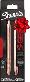 Sharpie S-Gel, Gel Pen, Copper Metal Body, Medium Point (0.7mm), Black Ink, Includes 2 Pens and 2 Additional Ink Refills