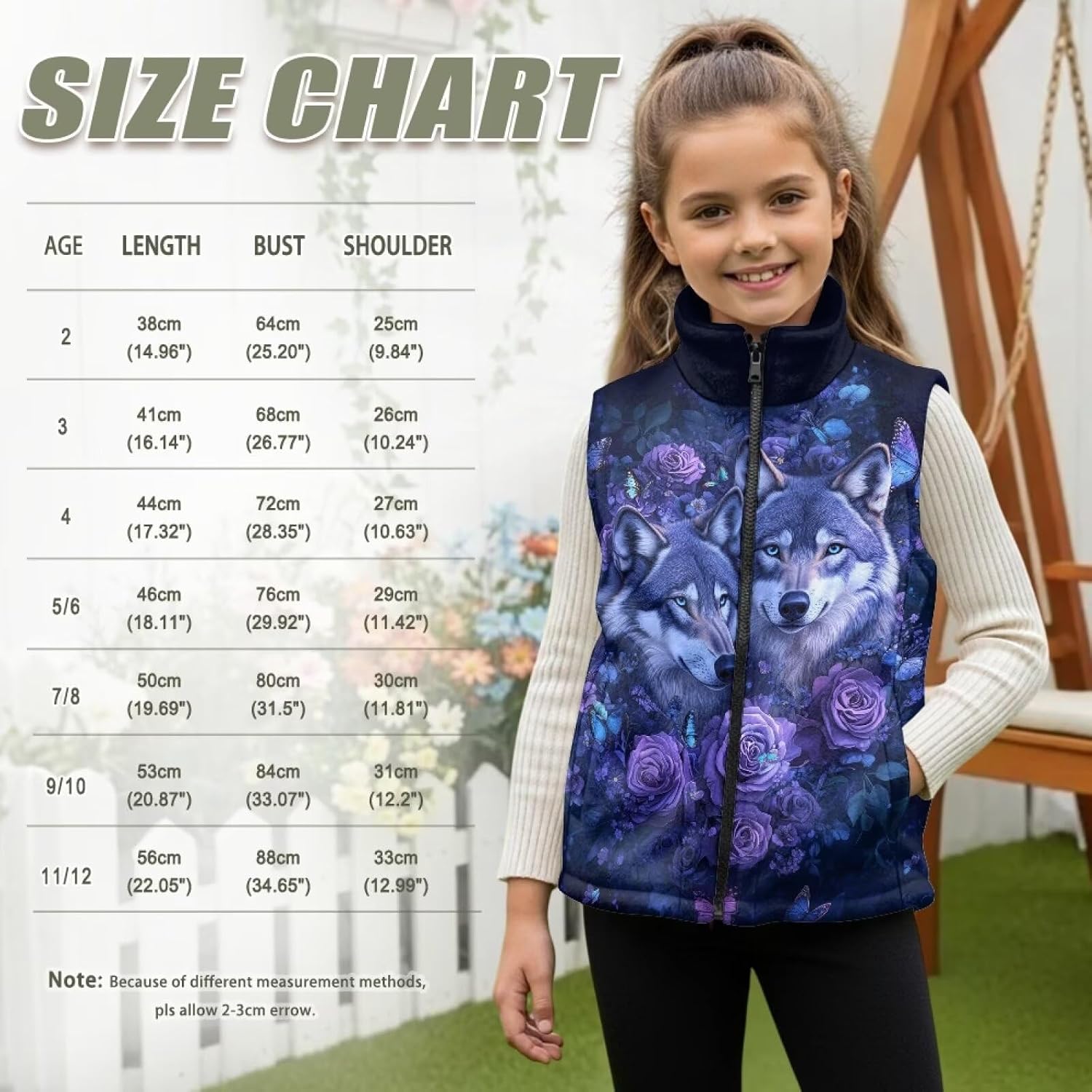 Girls Full-Zip Fleece Vest Size 2-12 Kids Sleeveless Outerwear Jackets Soft Warm Winter Coat with Pockets