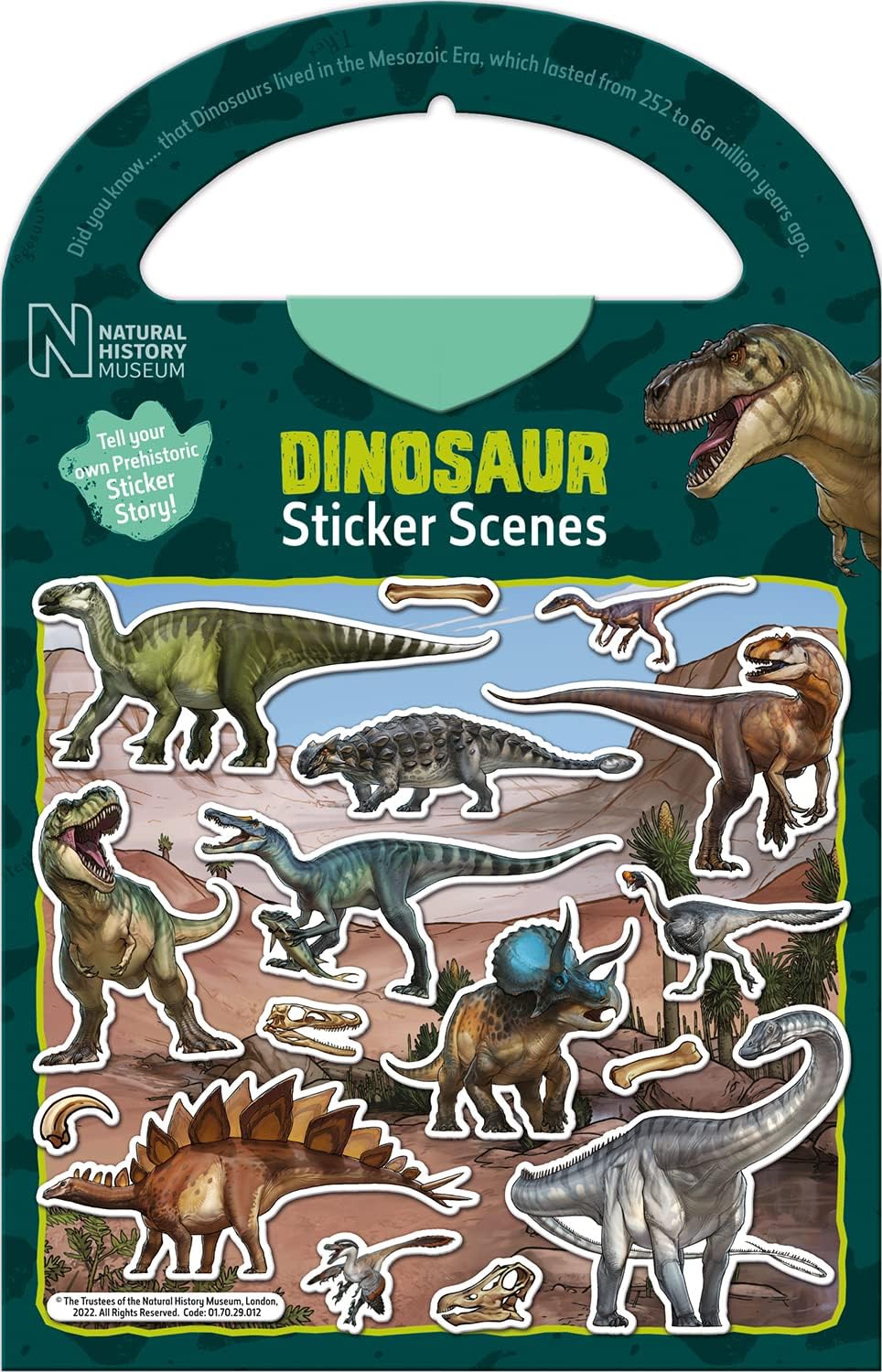 Paper Projects 01.70.29.012 Natural History Museum Dinosaur Sticker Scenes, Green, ‎23.5 x 15 x 0.3 cm