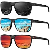 KALIYADI Polarized Sunglasses for Men, Lightweight Sun Glasses with UV Protection for Driving Fishing Golf Black/Ice Blue/Red