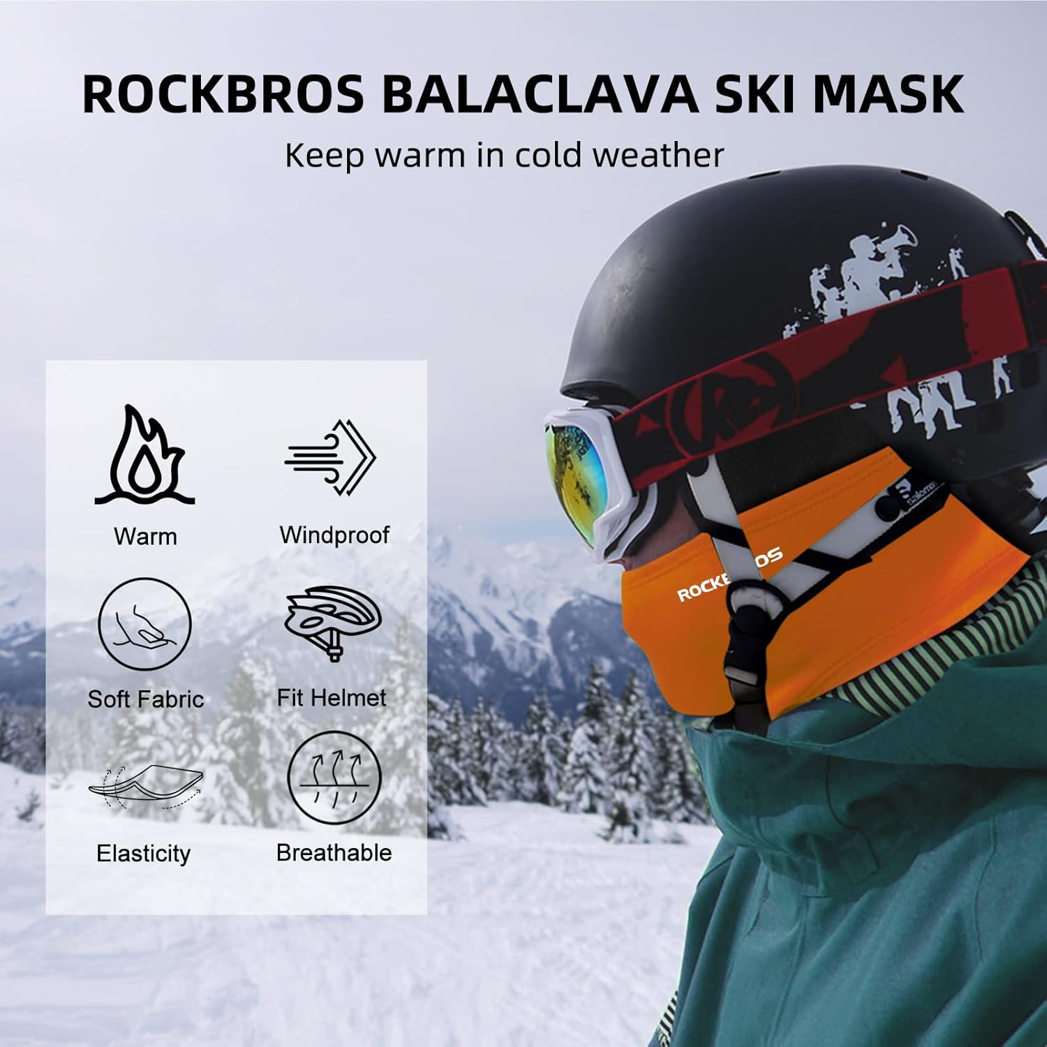 ROCKBROS Cold Weather Balaclava Ski Mask for Men Windproof Thermal Winter Scarf Mask Women Neck Warmer Hood for Cycling - Image 3