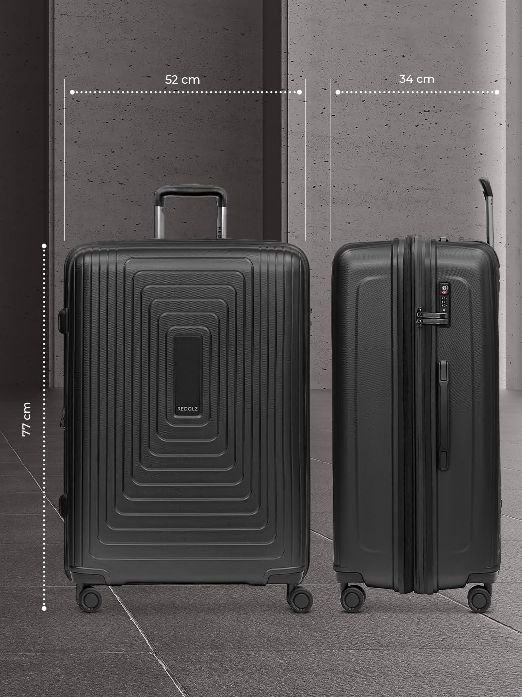 REDOLZ Essentials 14 Valigia grande espandibile | 52 x 34 x 77 cm | Trolley con piega elastica da 123 a 140 litri | ultraleggero solo 4,4 kg