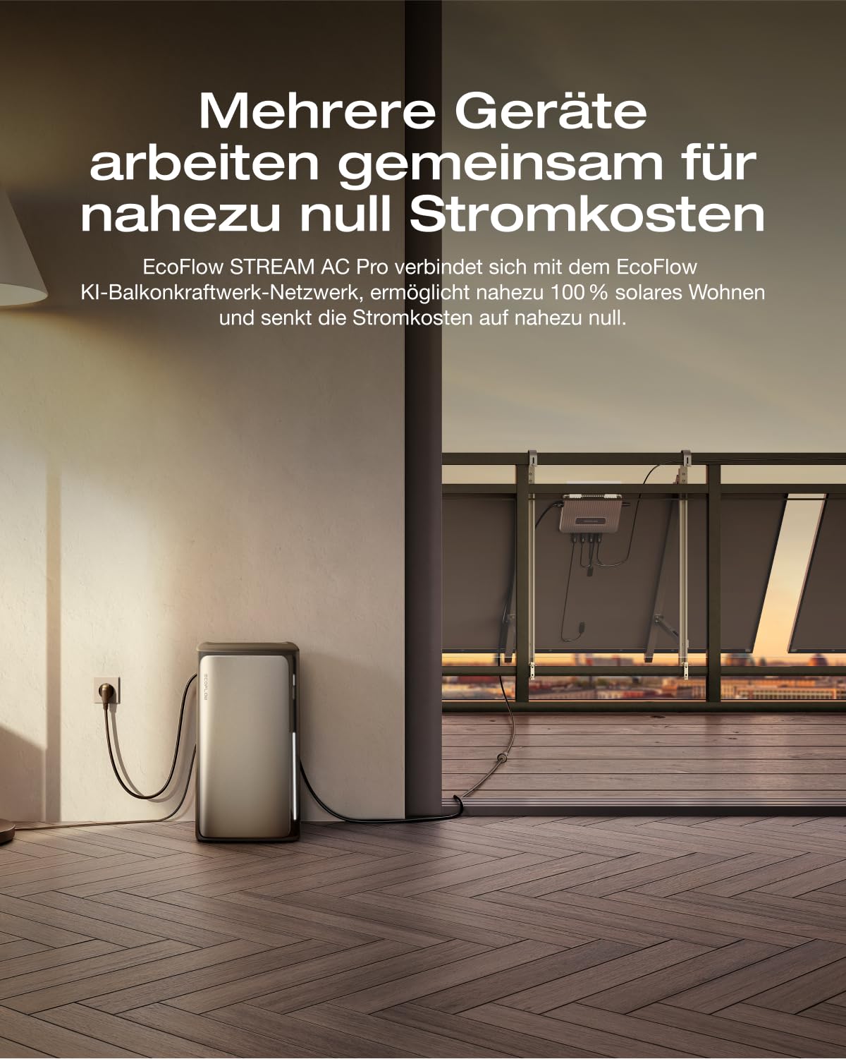 ECOFLOW STREAM AC Pro 0% VAT, Balkonkraftwerk mit Speicher, 1,92kWh Solarspeicher, 100% Kompatibel mit allen Balkonkraftwerke, 2300W Dual AC-Anschlüsse, erweiterbar bis 11,52kWh, Plug&Play, IP65, TOU
