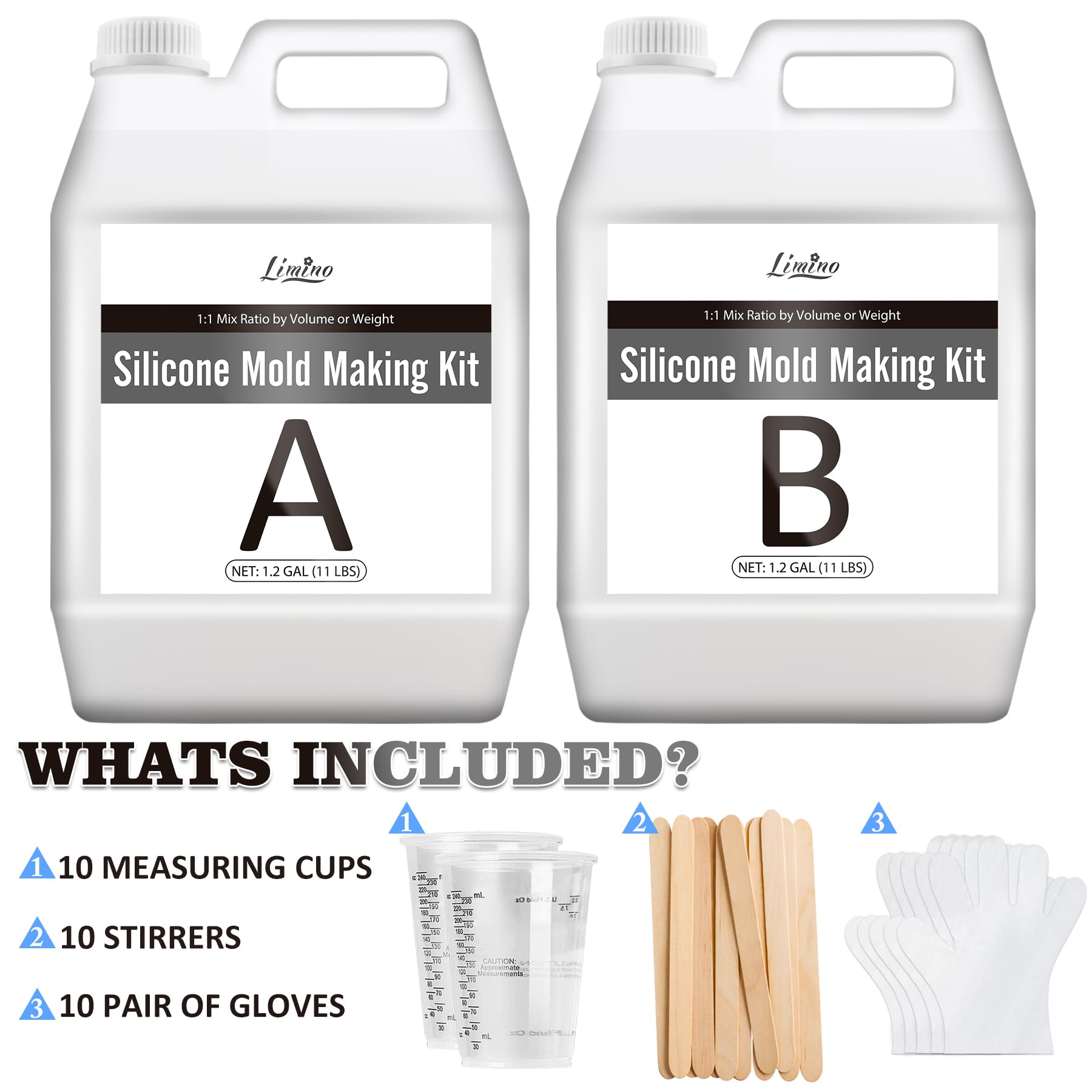 Kit Limino de moldes de silicona translúcida 15A, 9l/10kg, curado rápido para resina, fundición, velas, jabones y manualidades