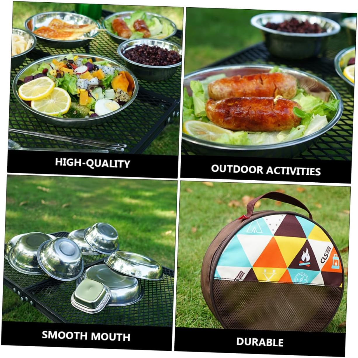 Stainless Steel Outdoor Dining for Camping Hiking Picnic Corrosion-Resistant Cookware with Plates Bowls Utensils Lightweight Compact Backpacking Mess Kit for Travel and BBQ