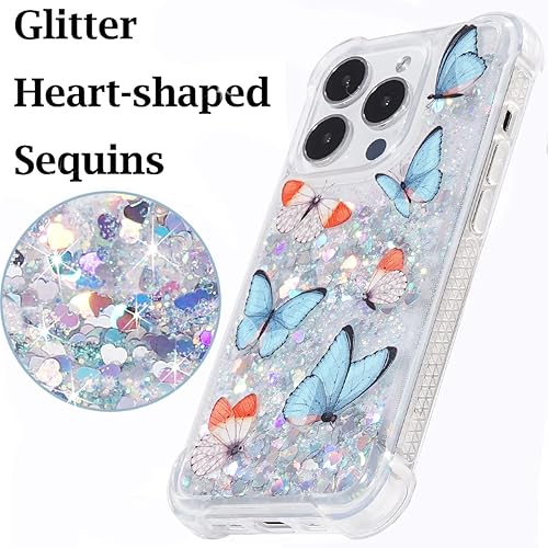 Miniatura 2 de Funda de Navidad con purpurina compatible con iPhone 14 Pro, funda con purpurina de mariposa transparente y suave de TPU para mujeres, bonita funda