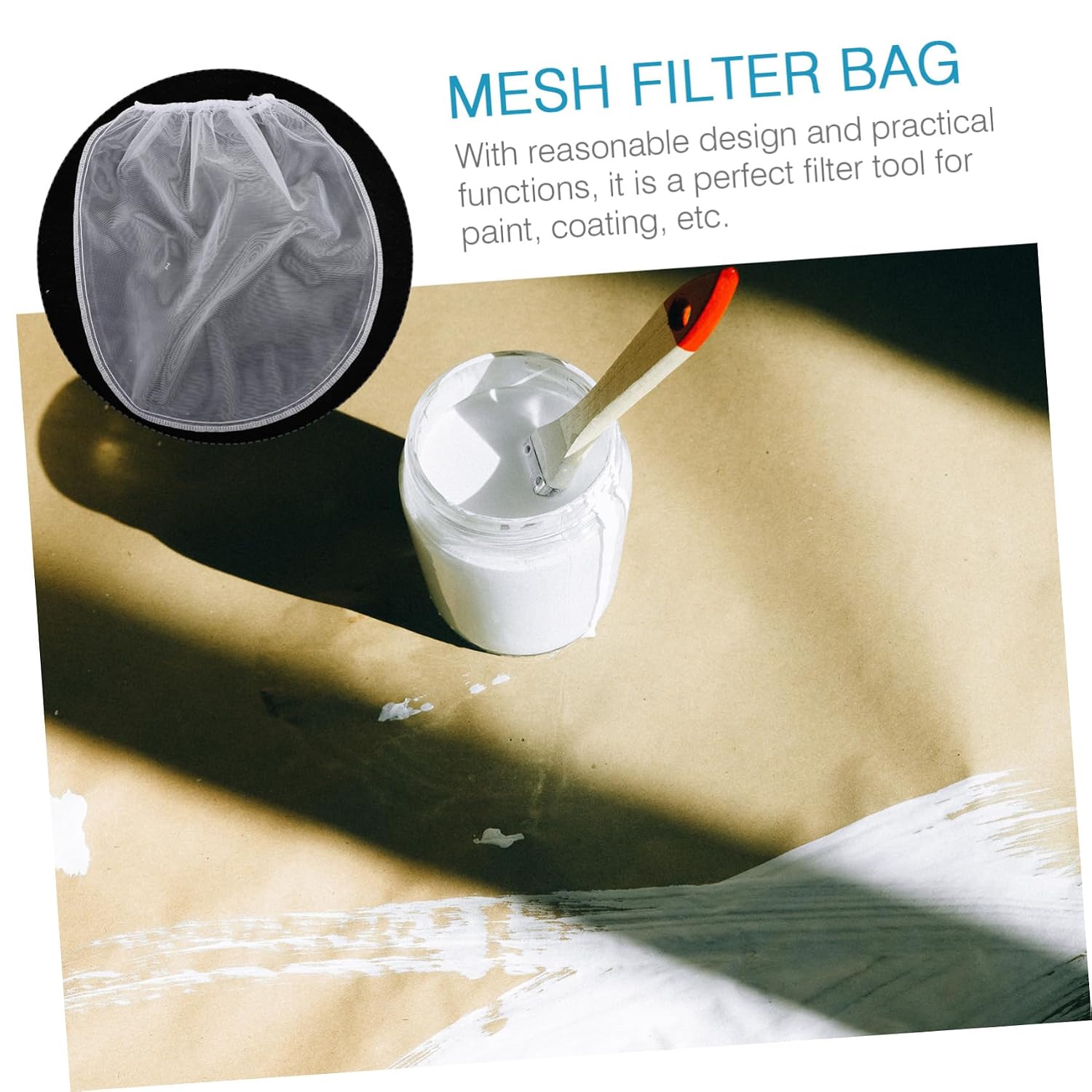 Mesh Filter Bag 10Pcs Polyester Nylon Paint Filter for Oil Paint
