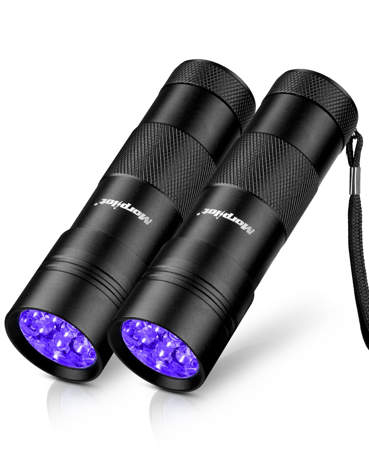 morpilot Black Light, 2 Pcs UV Handheld Blacklight Flashlights 12 Led