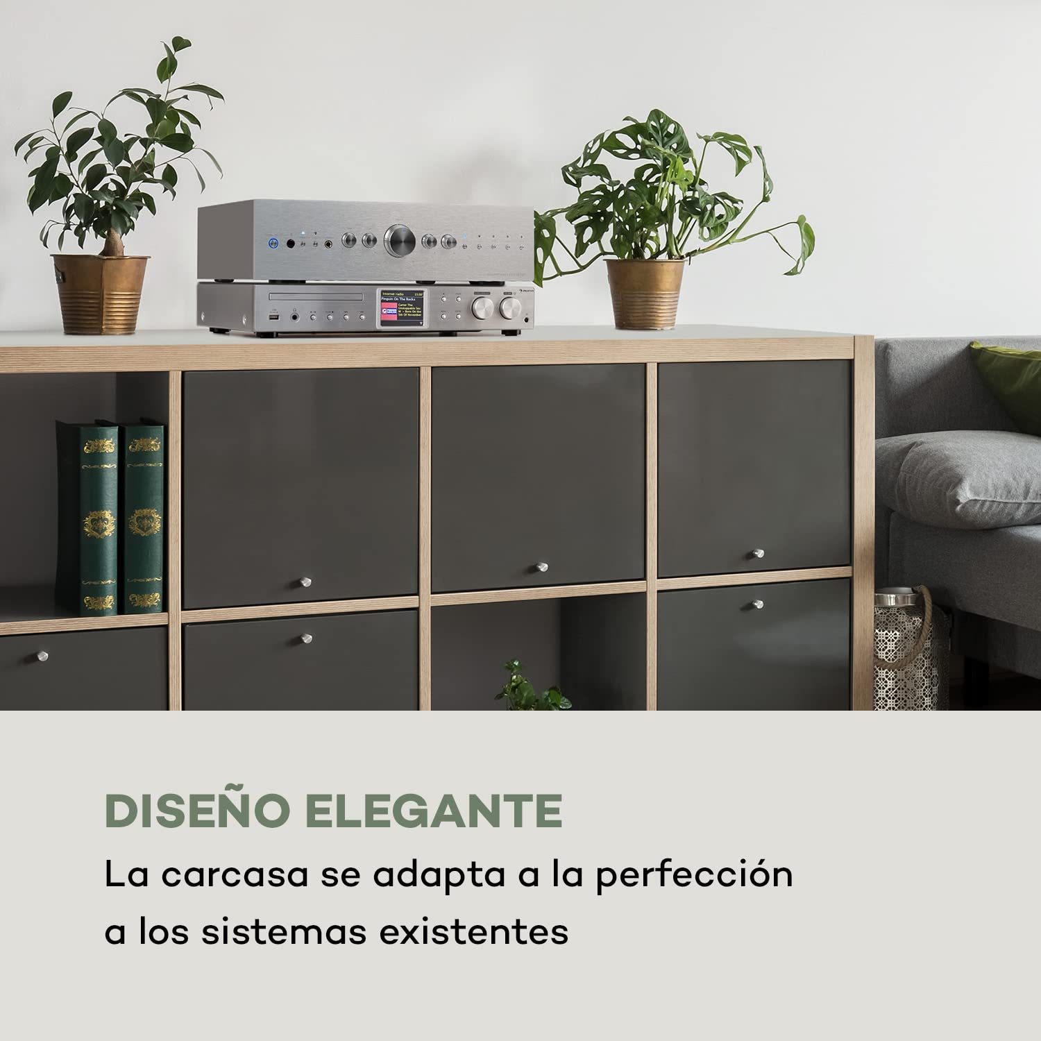 AUNA iTuner CD Receptor HiFi Radio de Internet/Dab+/FM Reproductor de CD WiFi Plata