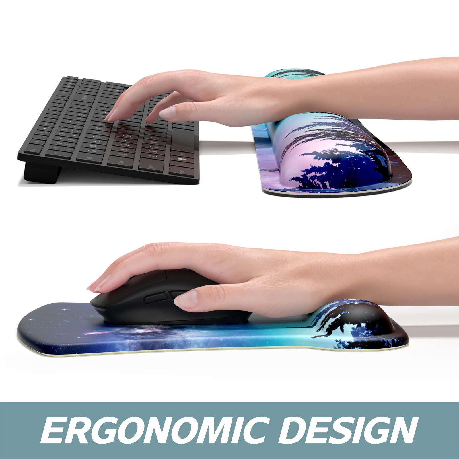ITNRSIIET Ergonomisches Mauspad – Mit Memory-Schaum-Handgelenkauflage, Rutschfest, 25x22,9 Cm