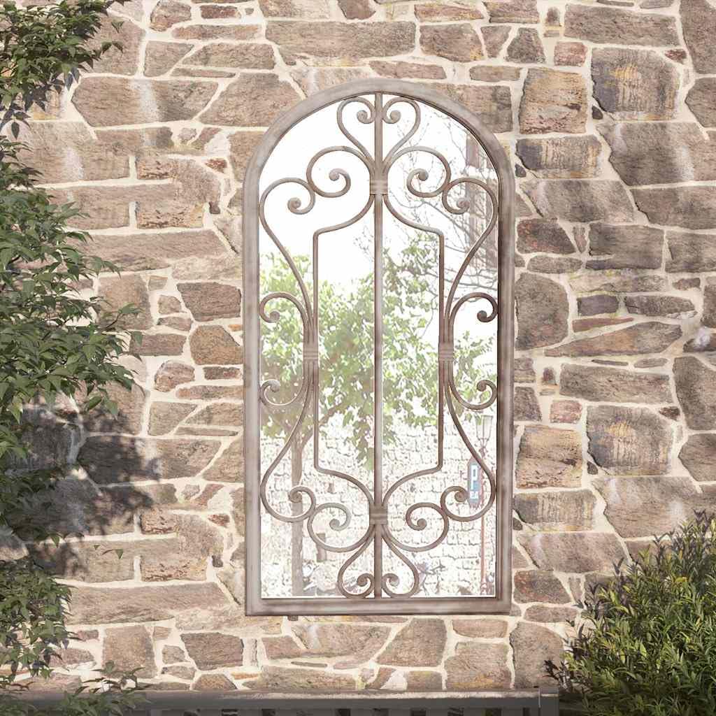 Miroir de jardin sable 70 x 30 cm fer effet rouille