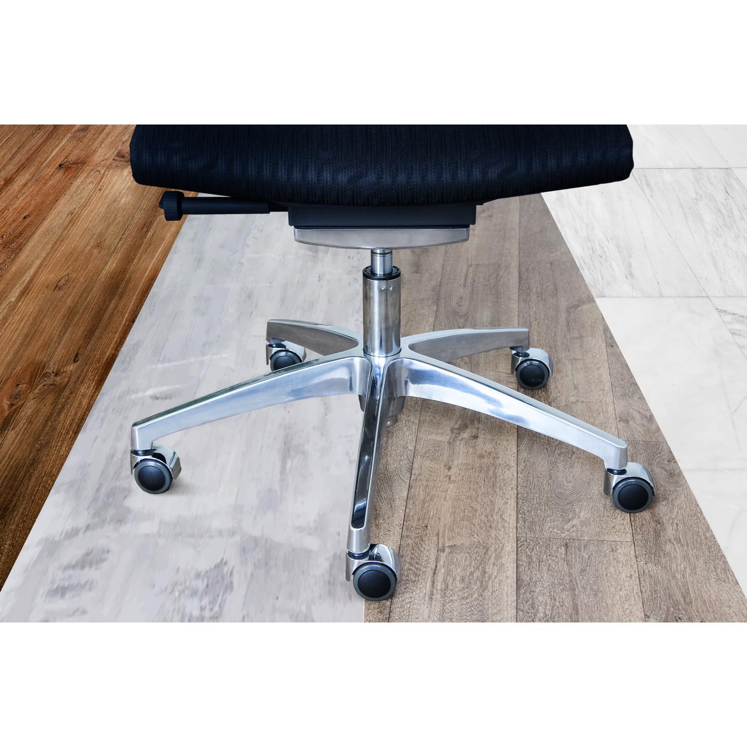 HJH Office 619016 5X Ruote Design ROLO Lux 11 mm / 50 mm Ruote per sedie da Ufficio in Cromo (Confezione da 5) Pavimenti duri, parquet, Laminato, Piastrelle