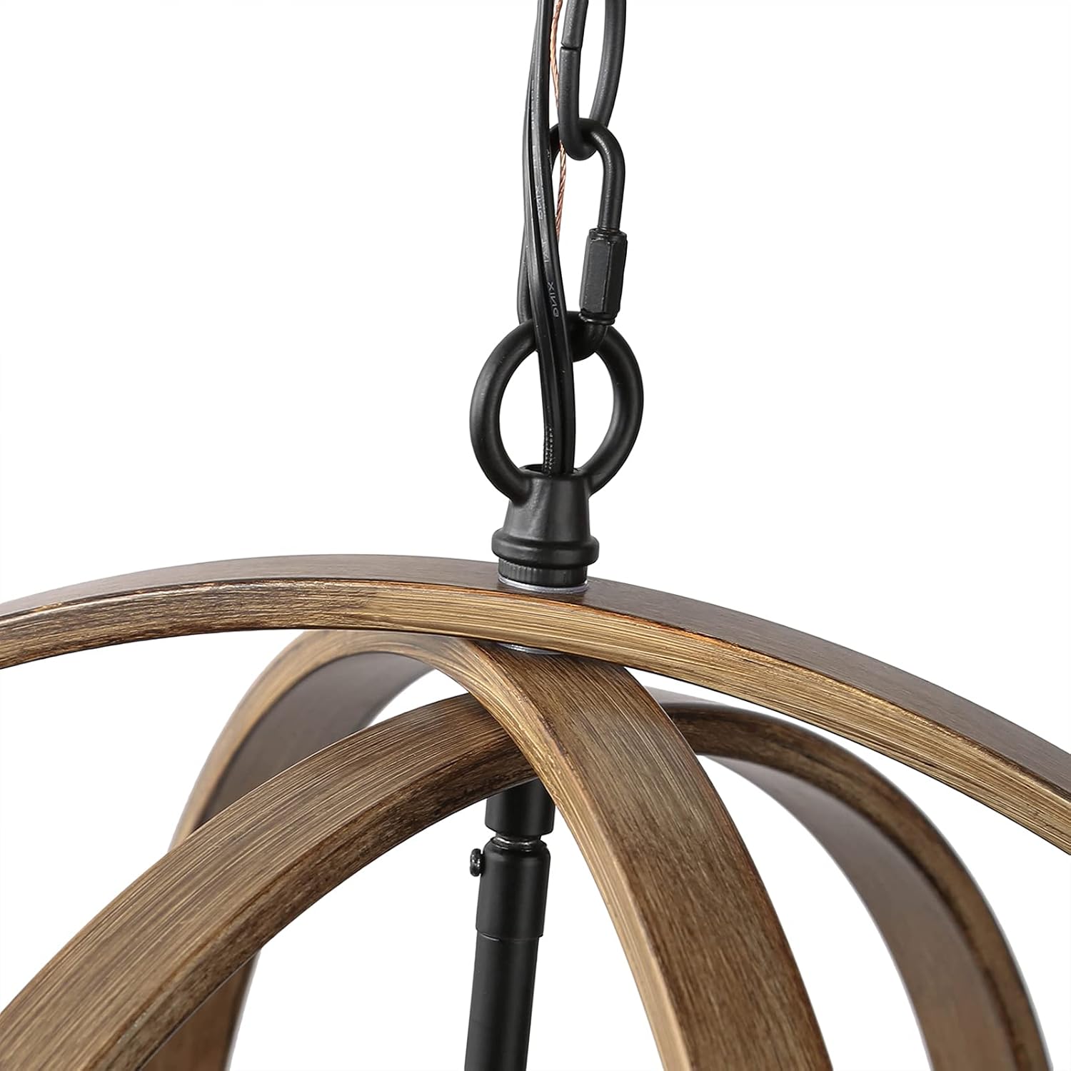 One-Day Sale: Up to 60% Off GEPOW Faux Wood Chandeliers for Dining Room Farmhouse Orb Hanging Light Fixture for Kitchen Island, Foyer, Bedroom and Living Room (20 Inches, 4 Light)